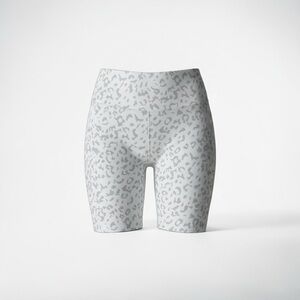 NEW Thletex High-Waist Light Gray Leopard Print Bike Shorts